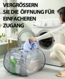FELIXLEO Faltbarer Wäschekorb Pop-Up Grau mit Seitentaschen Bild 3
