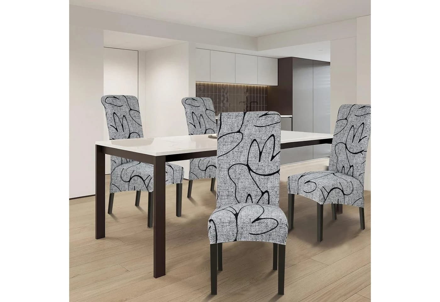 FELIXLEO Stuhlhusse Blau Stretch mit Gummisaum
