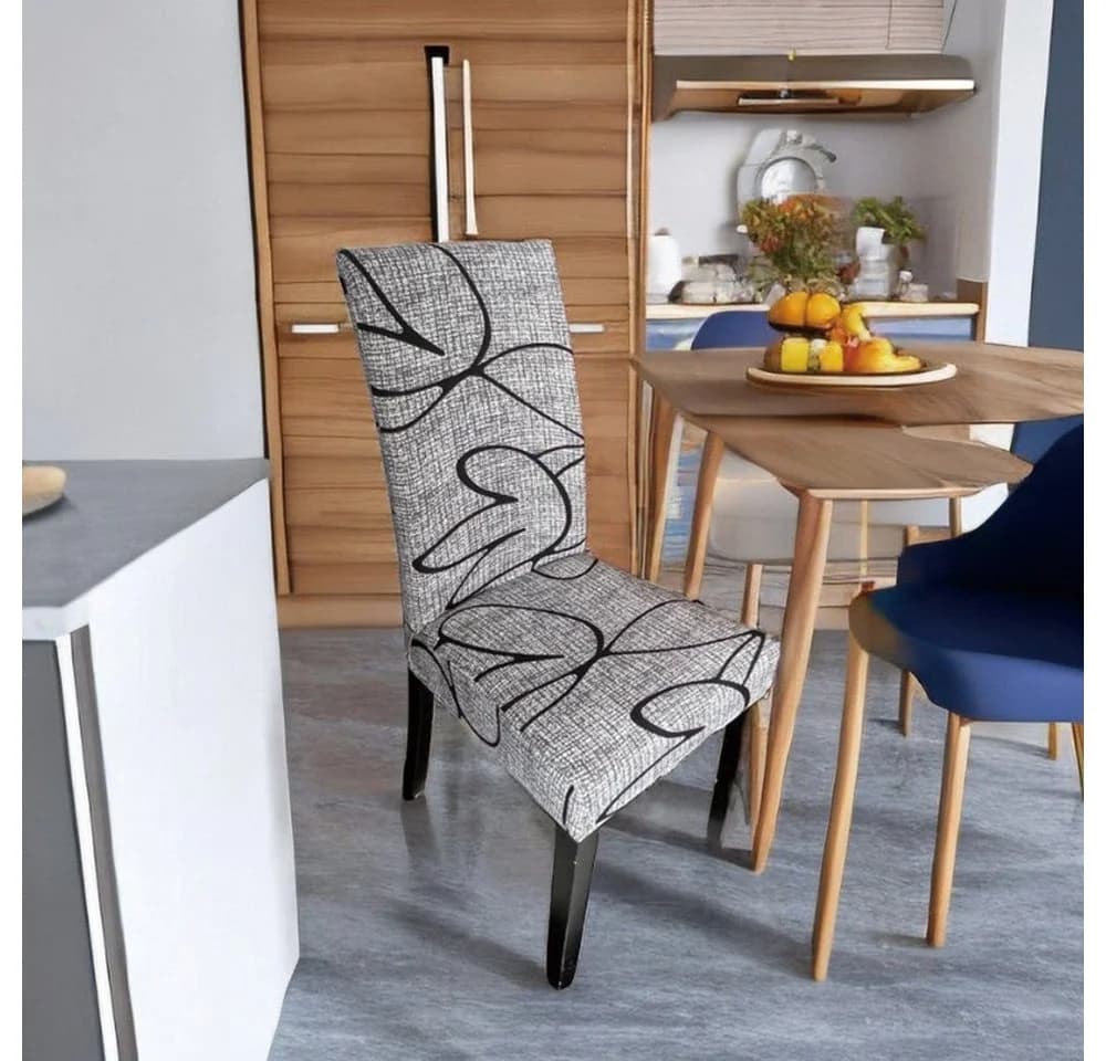 FELIXLEO Stuhlhusse Blau Stretch mit Gummisaum - Bild 3