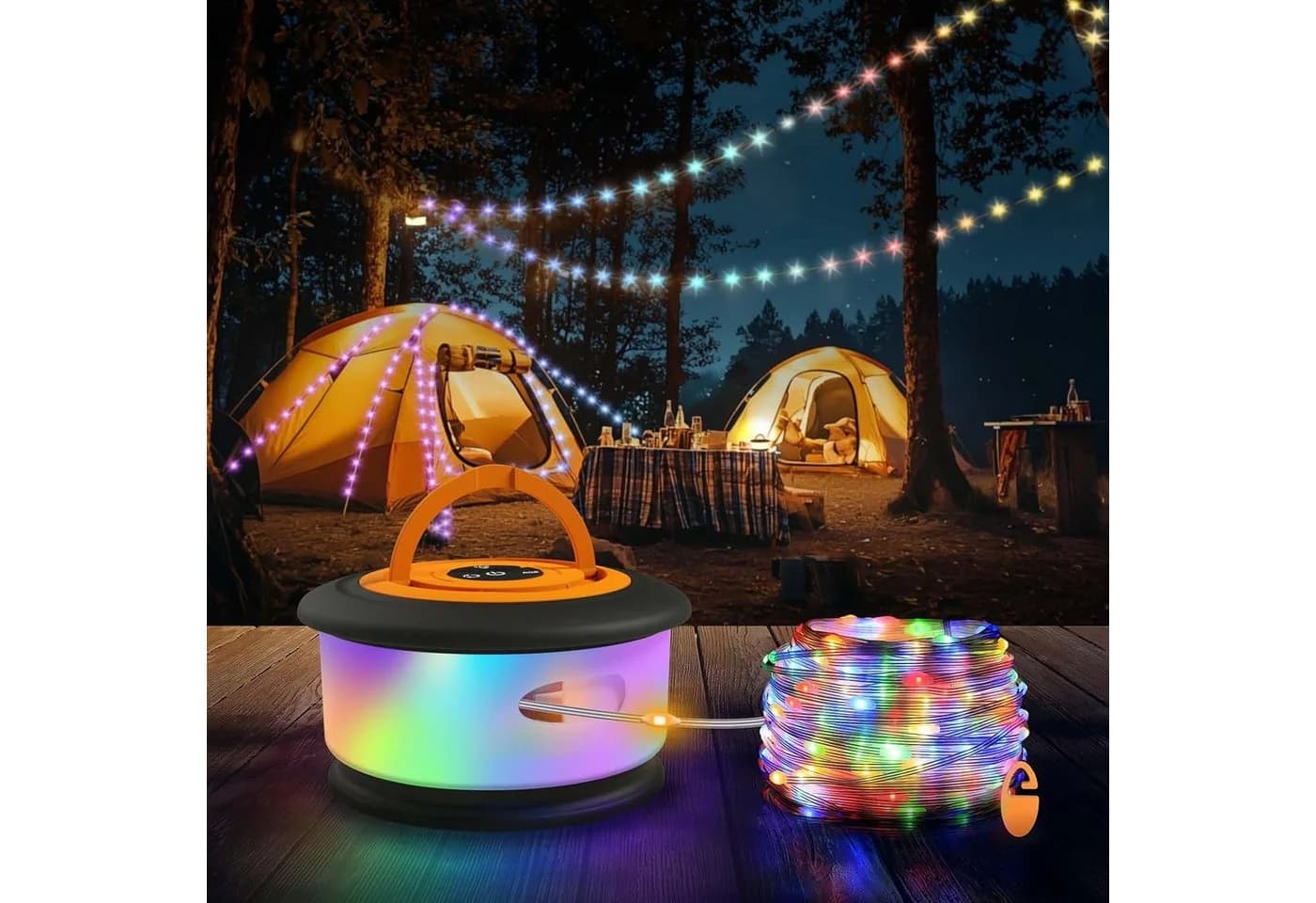 FELIXLEO LED-Lichterkette 10m Camping Laterne RGB USB-C - Bild 2