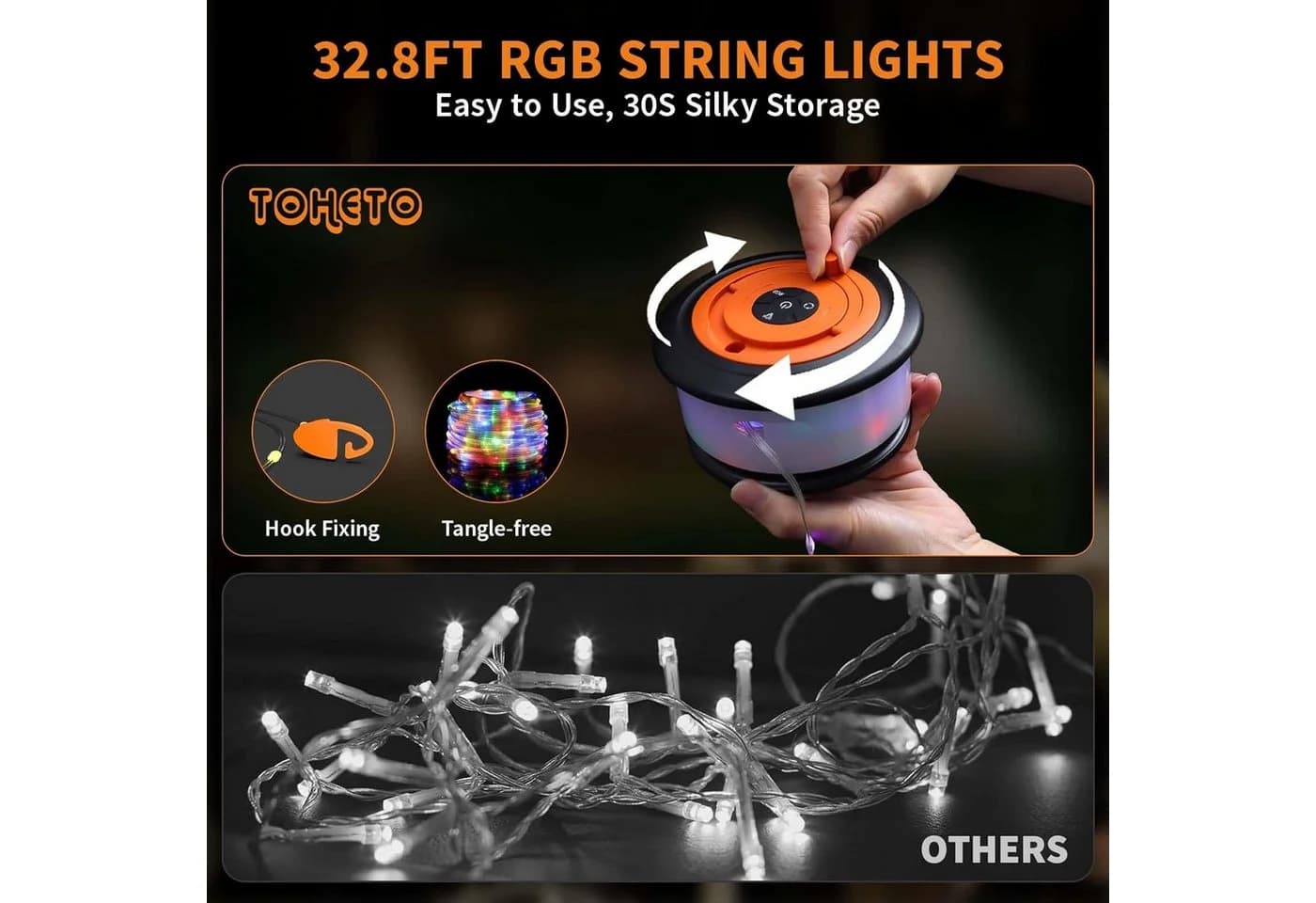 FELIXLEO LED-Lichterkette 10m Camping Laterne RGB USB-C - Bild 5