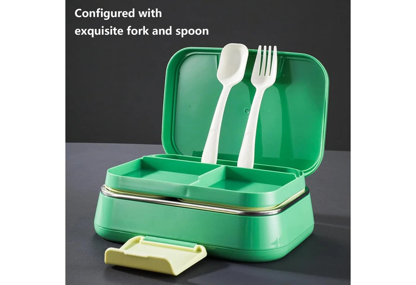 FELIXLEO Lunchbox Brotdose Edelstahl 1050ml Auslaufsicher 3 Fächer Silber - Bild 4