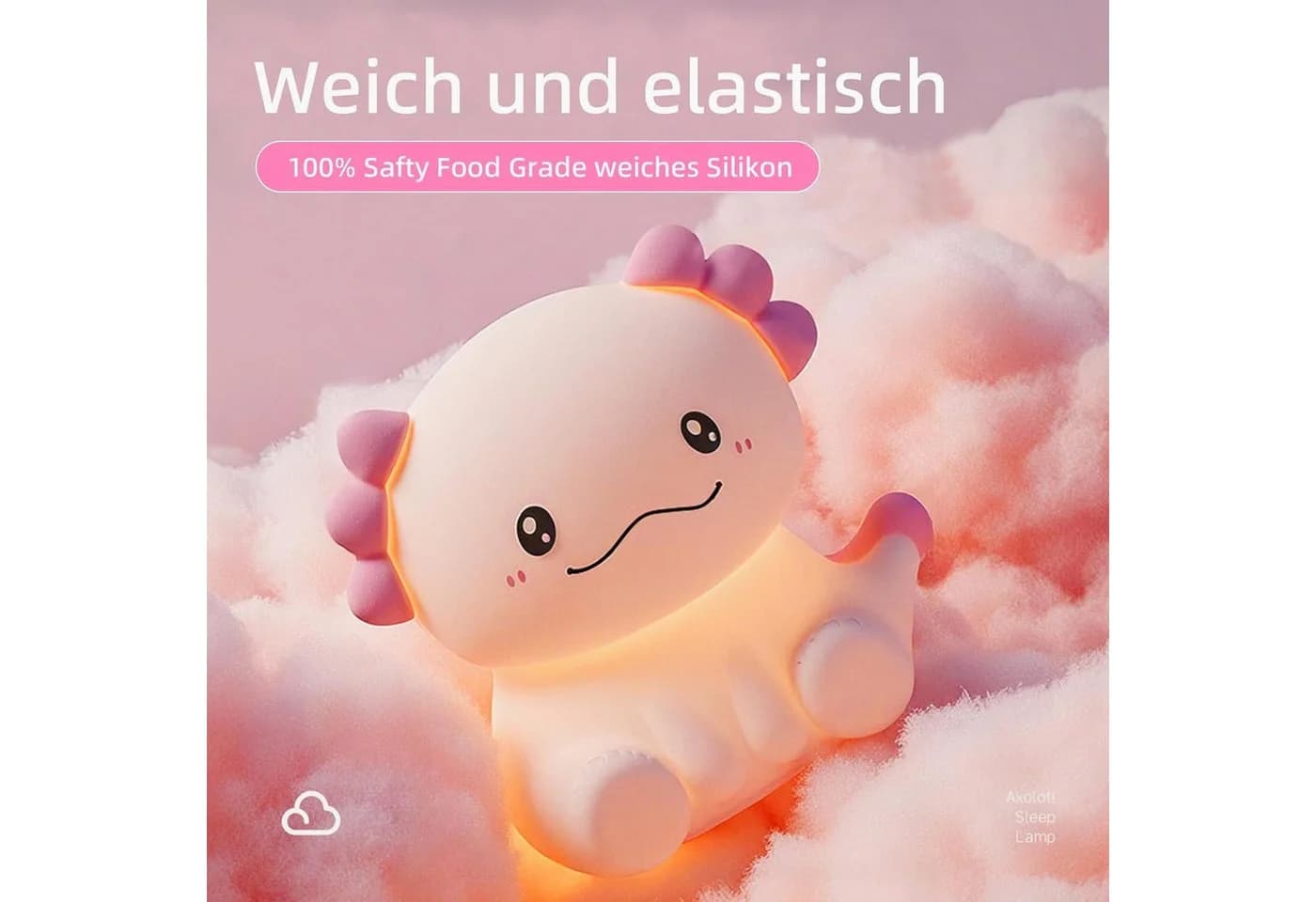 FELIXLEO LED Nachtlicht Axolotl Silikon Dimmbar Touch Aufladbar