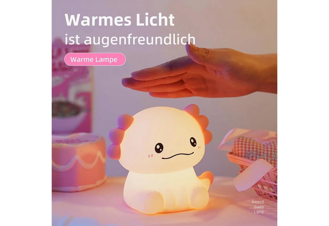 FELIXLEO LED Nachtlicht Axolotl Silikon Dimmbar Touch Aufladbar - Bild 4