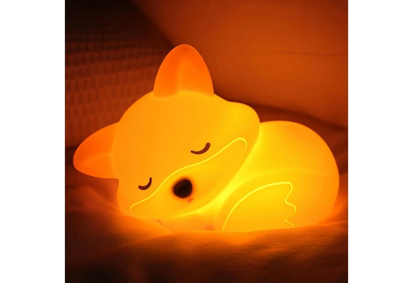FELIXLEO LED Nachtlicht Fuchs Silikon Dimmbar Touch Orange - Bild 2