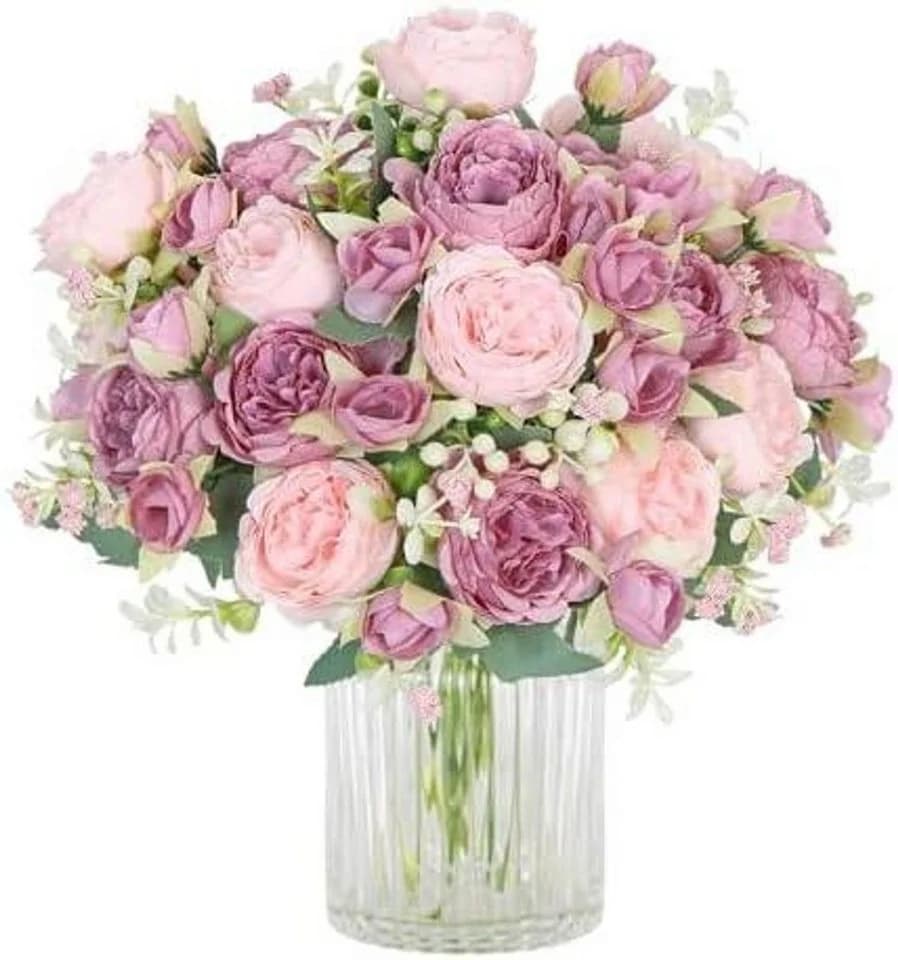 FELIXLEO Kunstblumenstrauß Seidenpfingstrosen Rosa - Bild 2