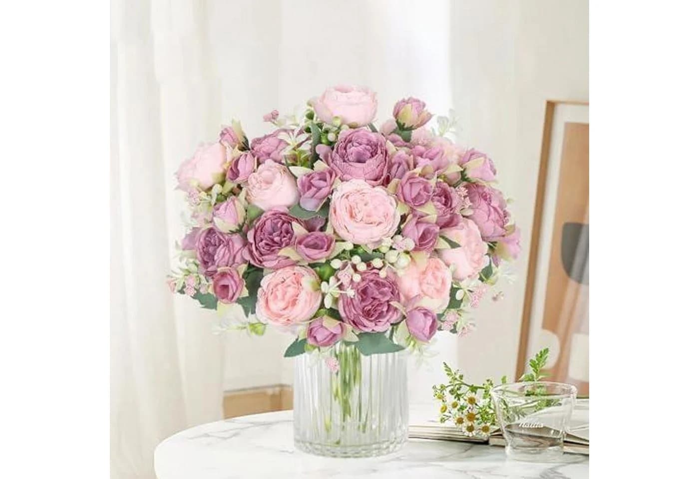 FELIXLEO Kunstblumenstrauß Seidenpfingstrosen Rosa - Bild 3