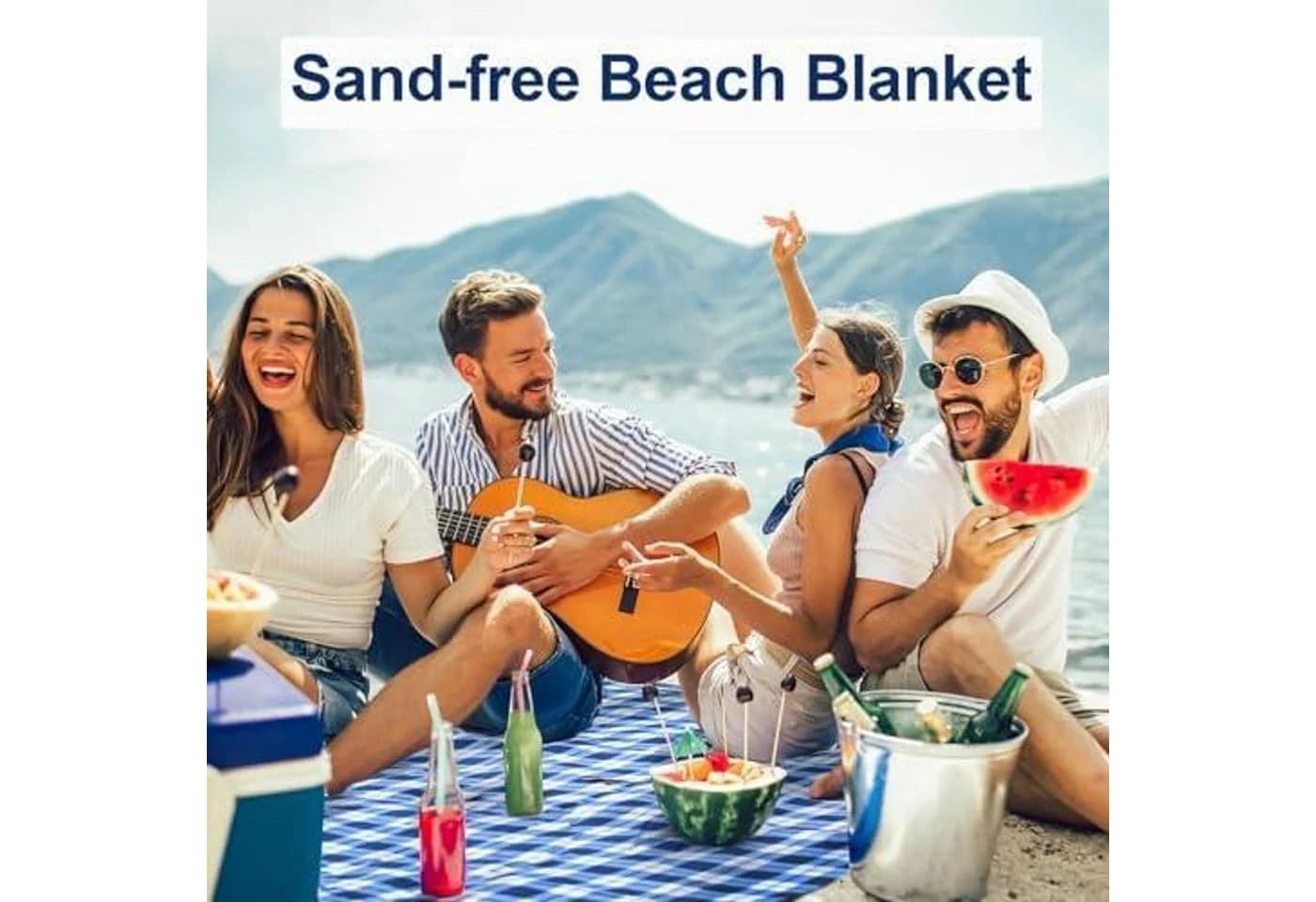 FELIXLEO Picknickdecke XXL 300x300cm wasserdicht sandfrei blau - Bild 3