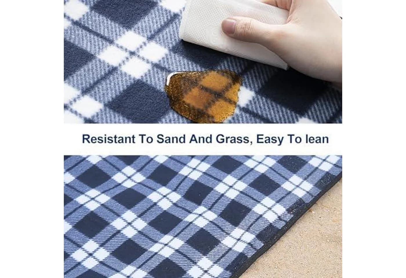 FELIXLEO Picknickdecke XXL 300x300cm wasserdicht sandfrei blau - Bild 5