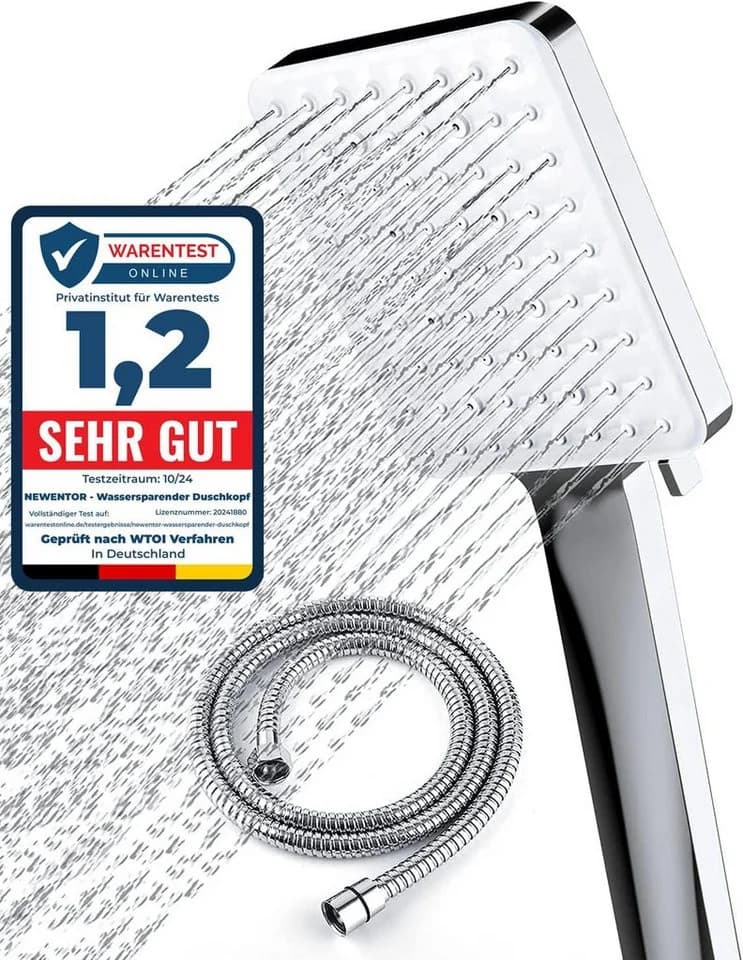 FELIXLEO Duschbrause Hochdruck 6 Strahlarten mit Edelstahlschlauch - Bild 2