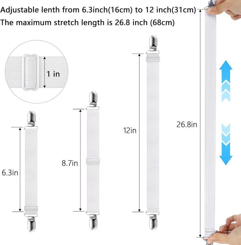 FELIXLEO 12er Pack Elastische Bettlakenspanner Weiß