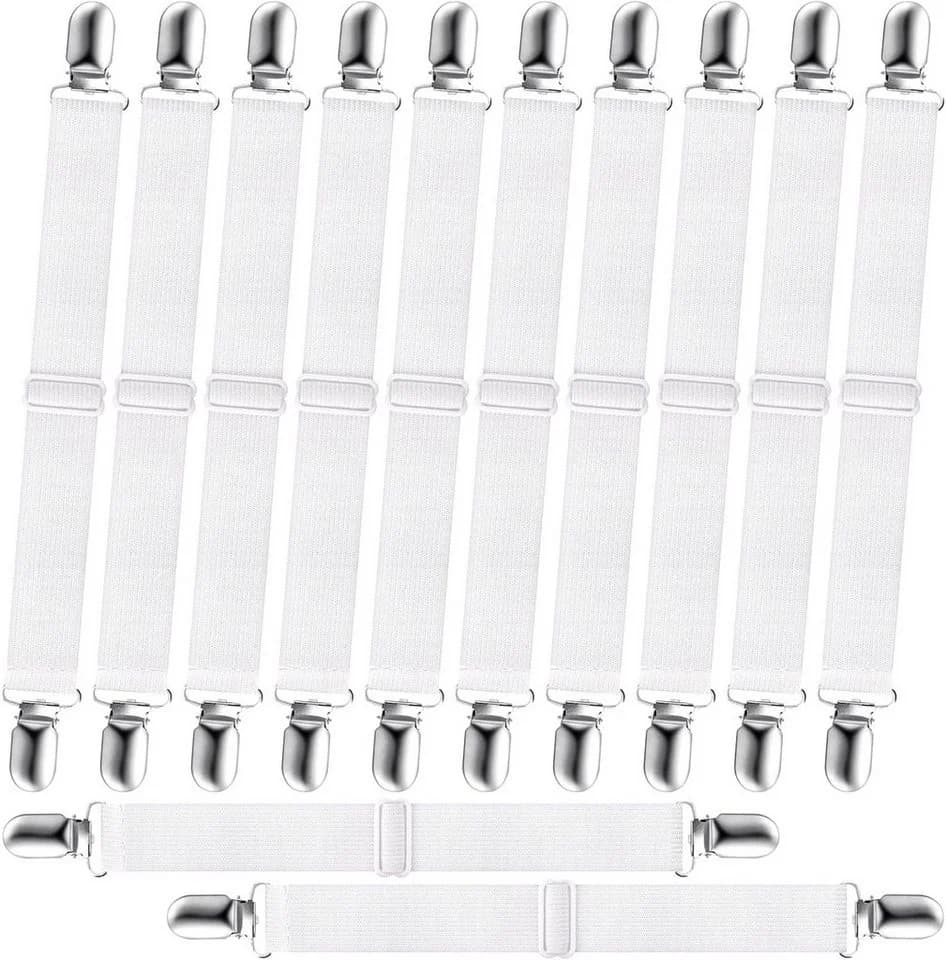 FELIXLEO 12er Pack Elastische Bettlakenspanner Weiß - Bild 2