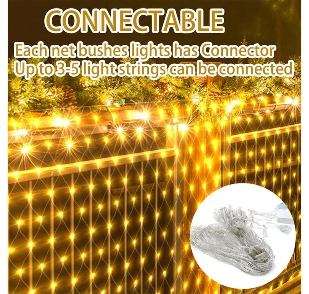 FELIXLEO LED-Lichternetz Blau 2x2m 8 Modi Garten - Bild 4