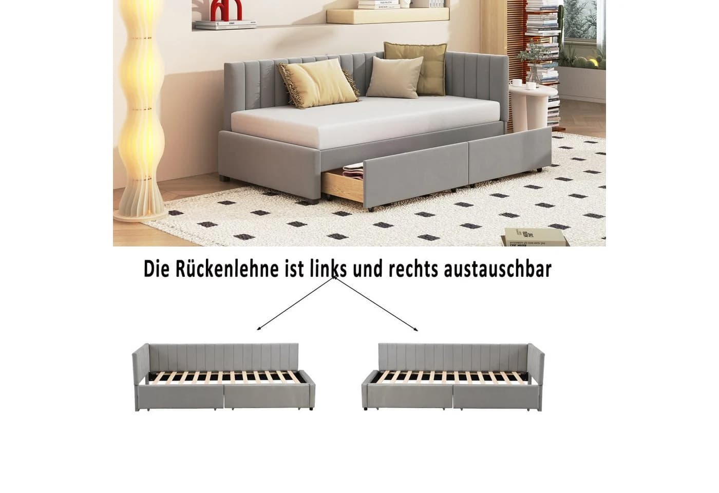 Odikalo Polsterbett Schlafsofa 90x200 mit Stauraum - Bild 3