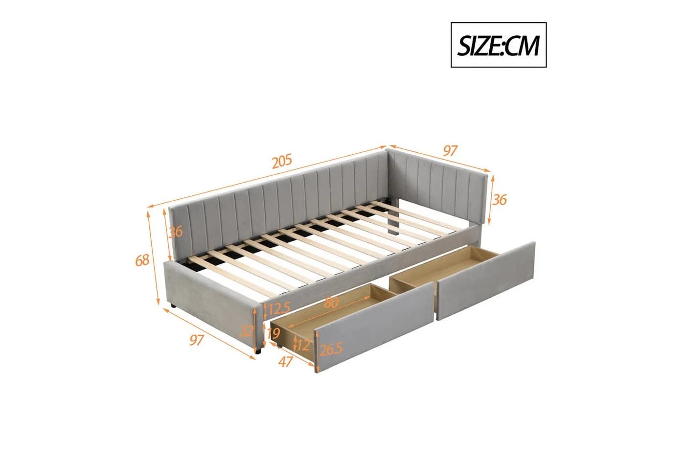 Odikalo Polsterbett Schlafsofa 90x200 mit Stauraum - Bild 5