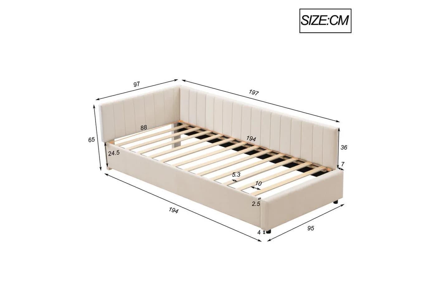 Odikalo Polsterbett Schlafsofa 90x200 mit Stauraumschubladen Beige/Grau - Bild 4