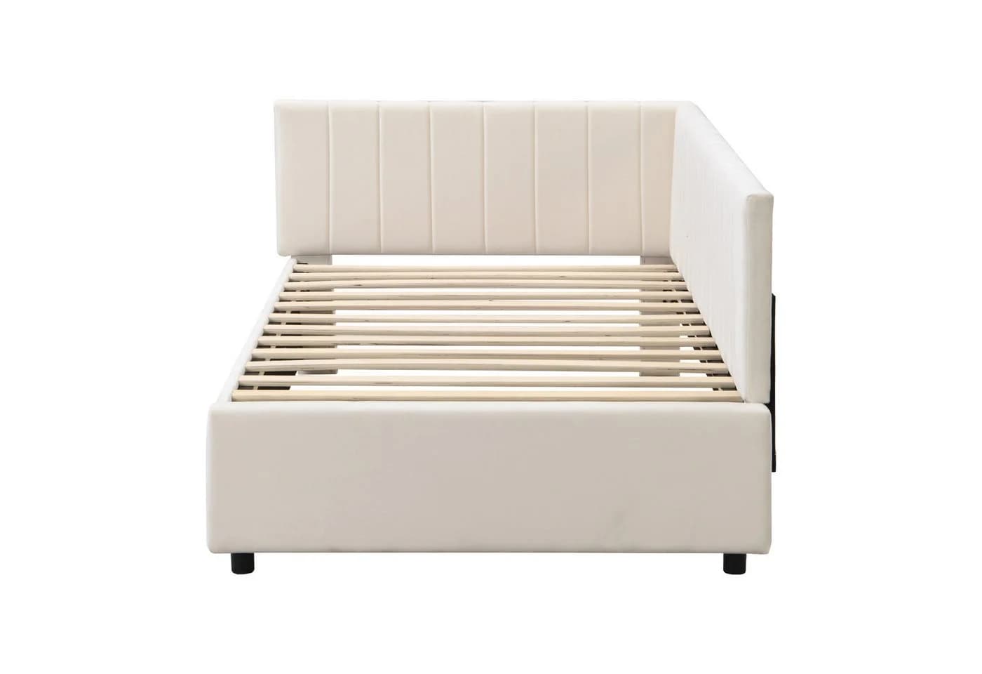 Odikalo Polsterbett Schlafsofa 90x200 mit Stauraumschubladen Beige/Grau - Bild 5