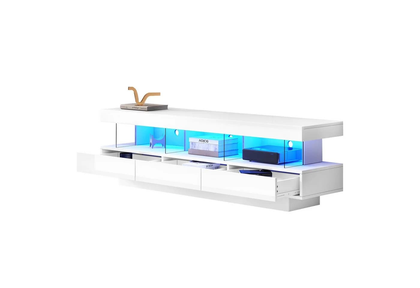 Odikalo TV-Schrank Schwarz Hochglanz mit App-Steuerung & Bluetooth - Bild 2