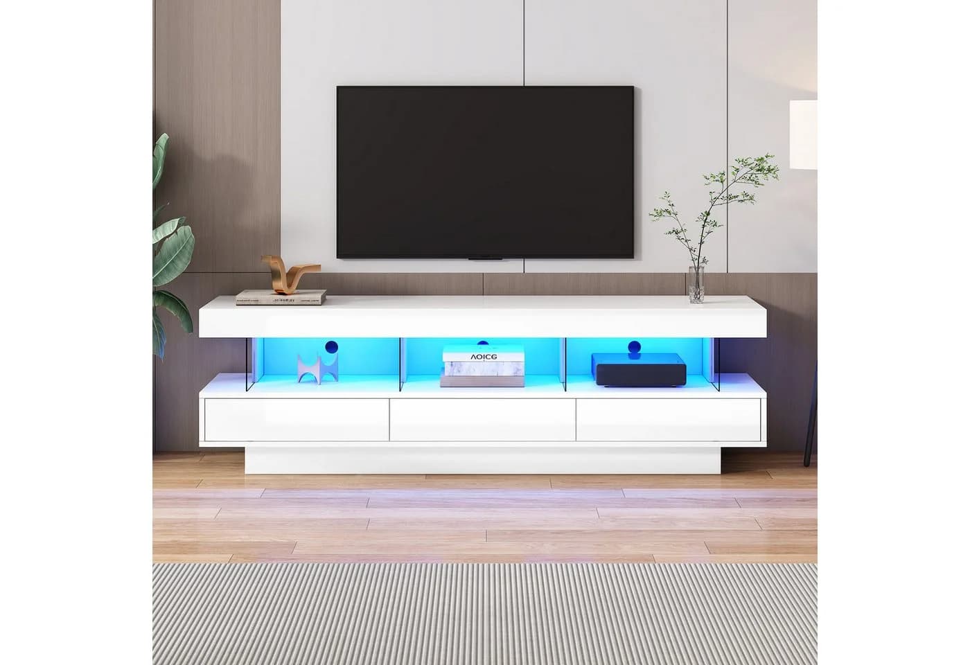 Odikalo TV-Schrank Schwarz Hochglanz mit App-Steuerung & Bluetooth - Bild 3