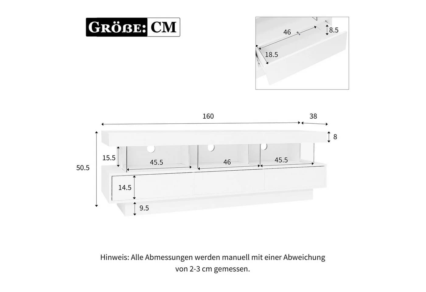 Odikalo TV-Schrank Schwarz Hochglanz mit App-Steuerung & Bluetooth - Bild 4