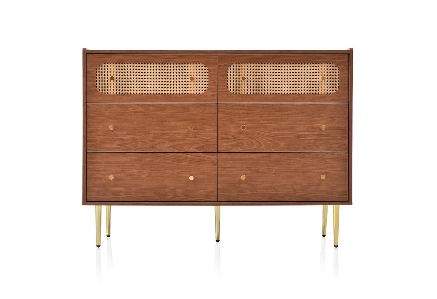 Odikalo Schubladenkommode Nussbaum 6 Fächer Rattan-Optik - Bild 2