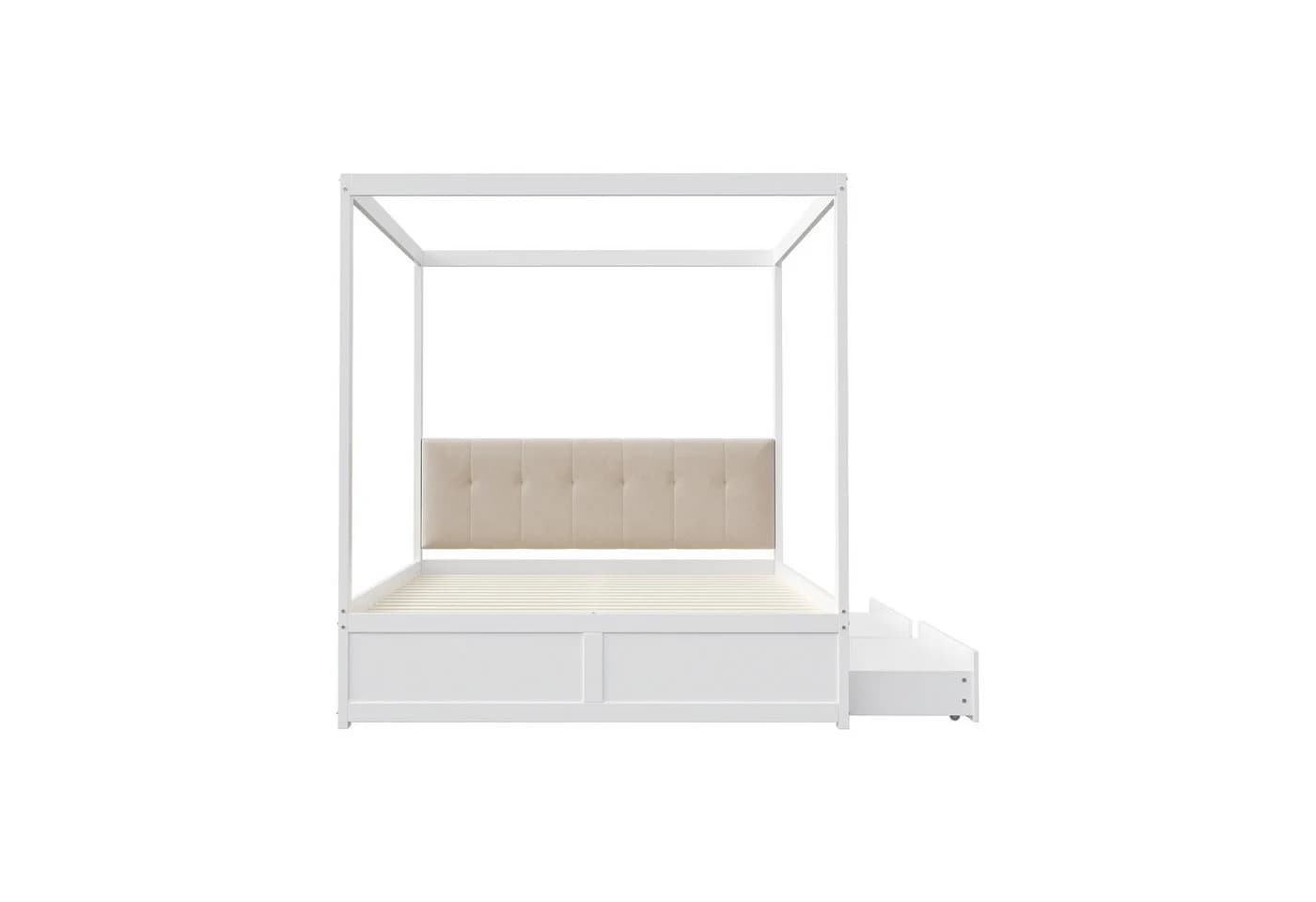 Odikalo Himmelbett Weiß mit Schubladen und gepolsterter Rückenlehne - Bild 3