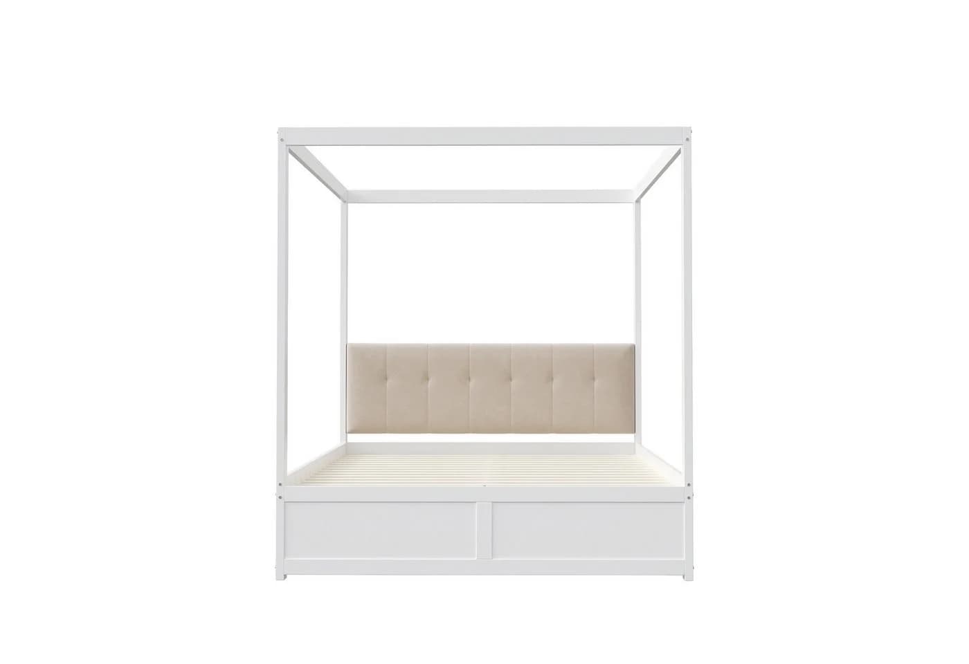 Odikalo Himmelbett Weiß mit Schubladen und gepolsterter Rückenlehne - Bild 5