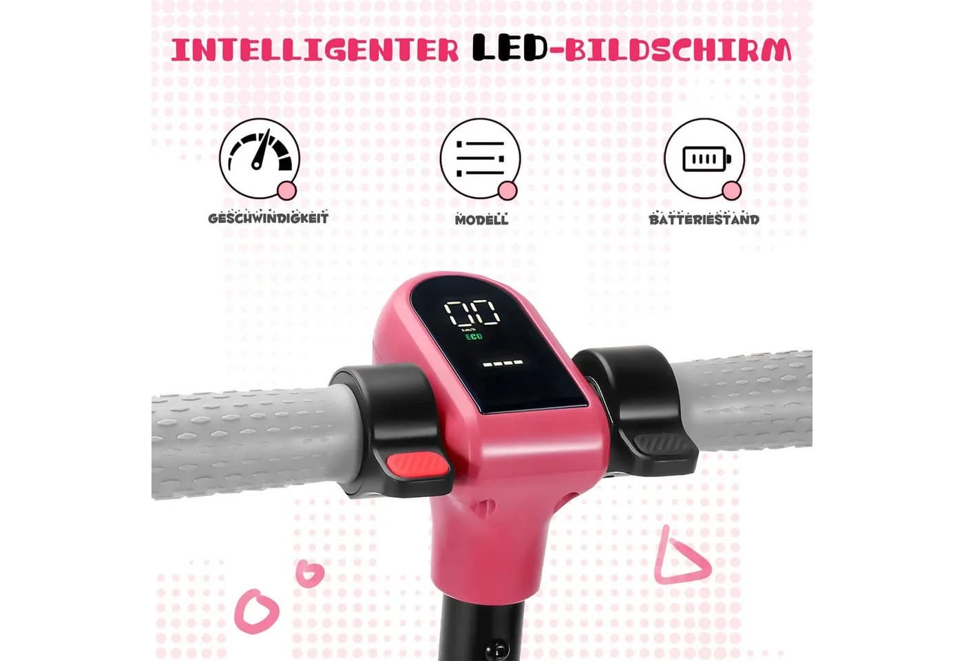 Vankel Elektro-Kinderroller Cityroller, E-Scooter für Kinder, 6-12 Jahre, Bluetooth, Bunte Lichter, 14km/h, bis zu 10km, nur 7kg, Tragfähigkeit 60 kg - Bild 4