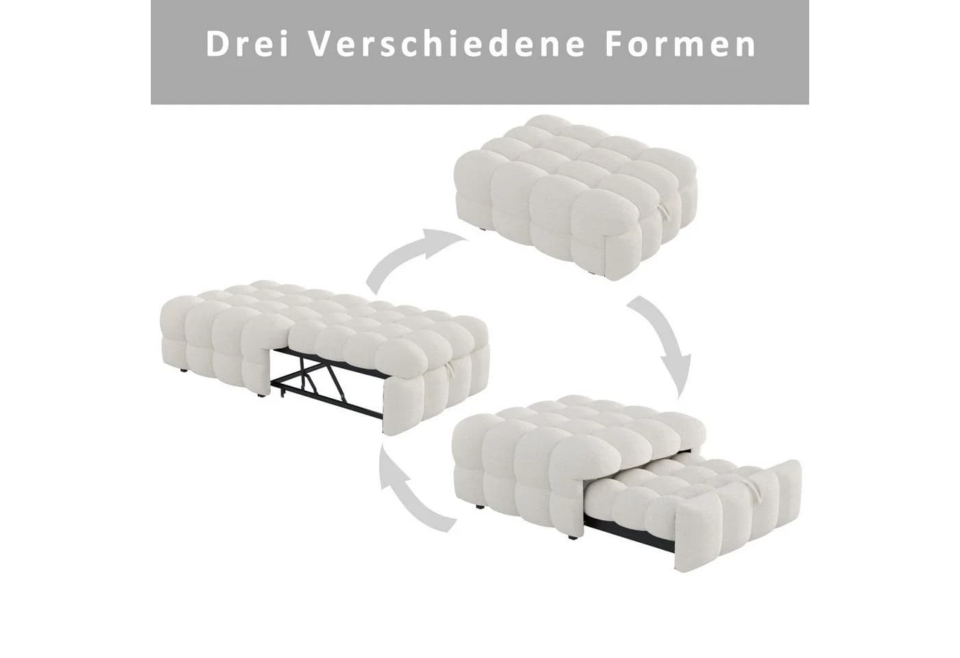 Odikalo Polsterbett Schlafsofa Einzelbett Puffy-Bett Beige/Rosa - Bild 4