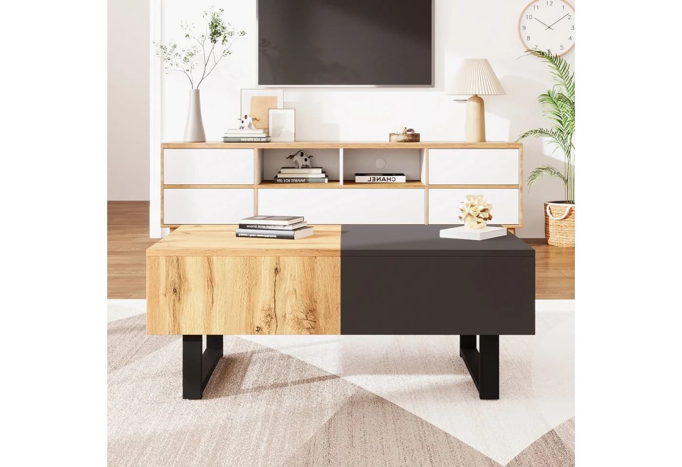 Odikalo Couchtisch verschiebbar mit Stauraum Grau/Schwarz - Bild 4
