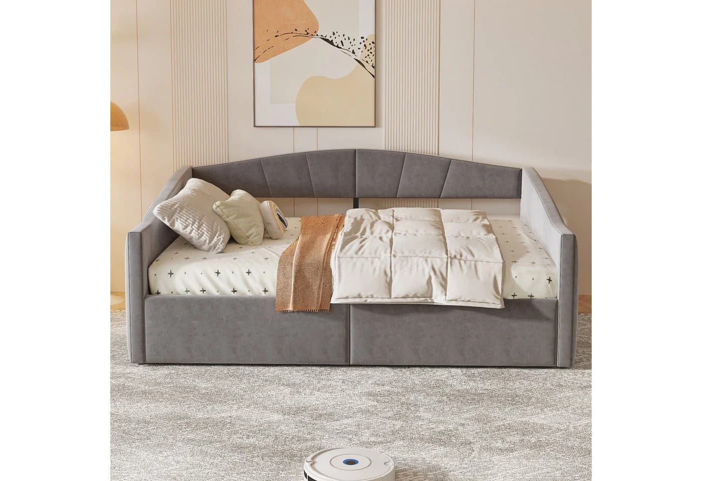 Odikalo Schlafsofa mit Bettkasten Grau Samt - Bild 3