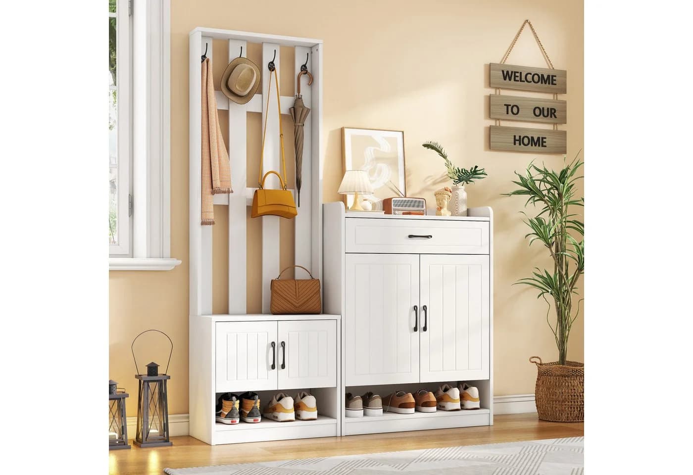 Odikalo Garderoben-Kombination mit Bank und Schuhschrank Weiß - Bild 2