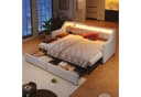 Odikalo Ausziehbett Schlafsofa Beige/Grau mit USB & Stauraum Bild 1