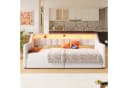 Odikalo Ausziehbett Schlafsofa Beige/Grau mit USB & Stauraum Bild 4