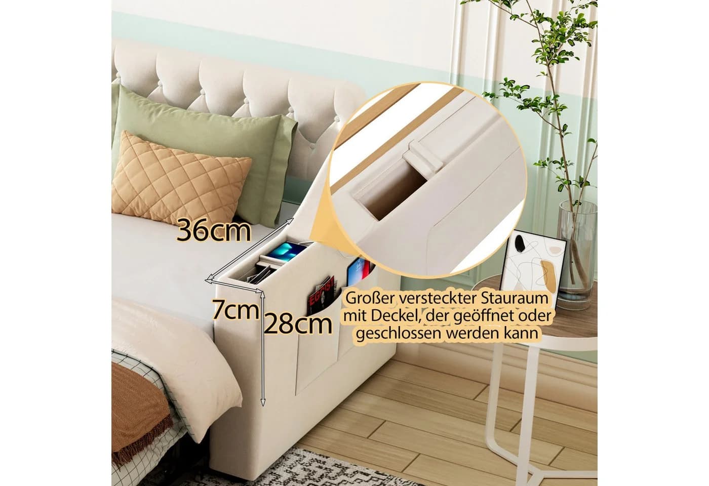 Odikalo Schlafsofa mit USB und Stauraum Beige/Grau - Bild 5