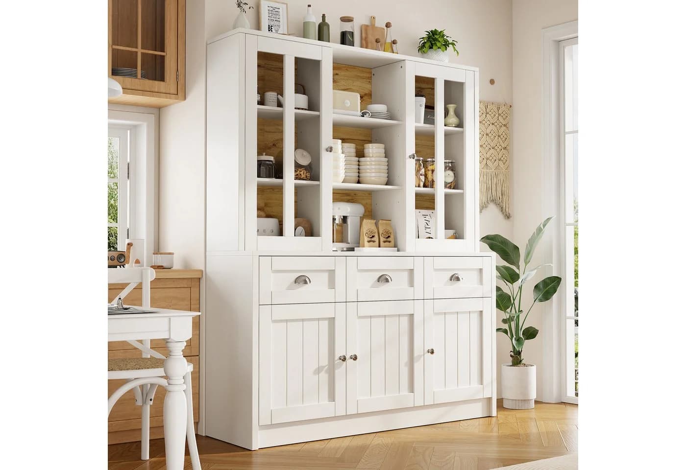 Odikalo Küchenbuffet Schwarz/Weiß Sideboard mit Akrylfront - Bild 2