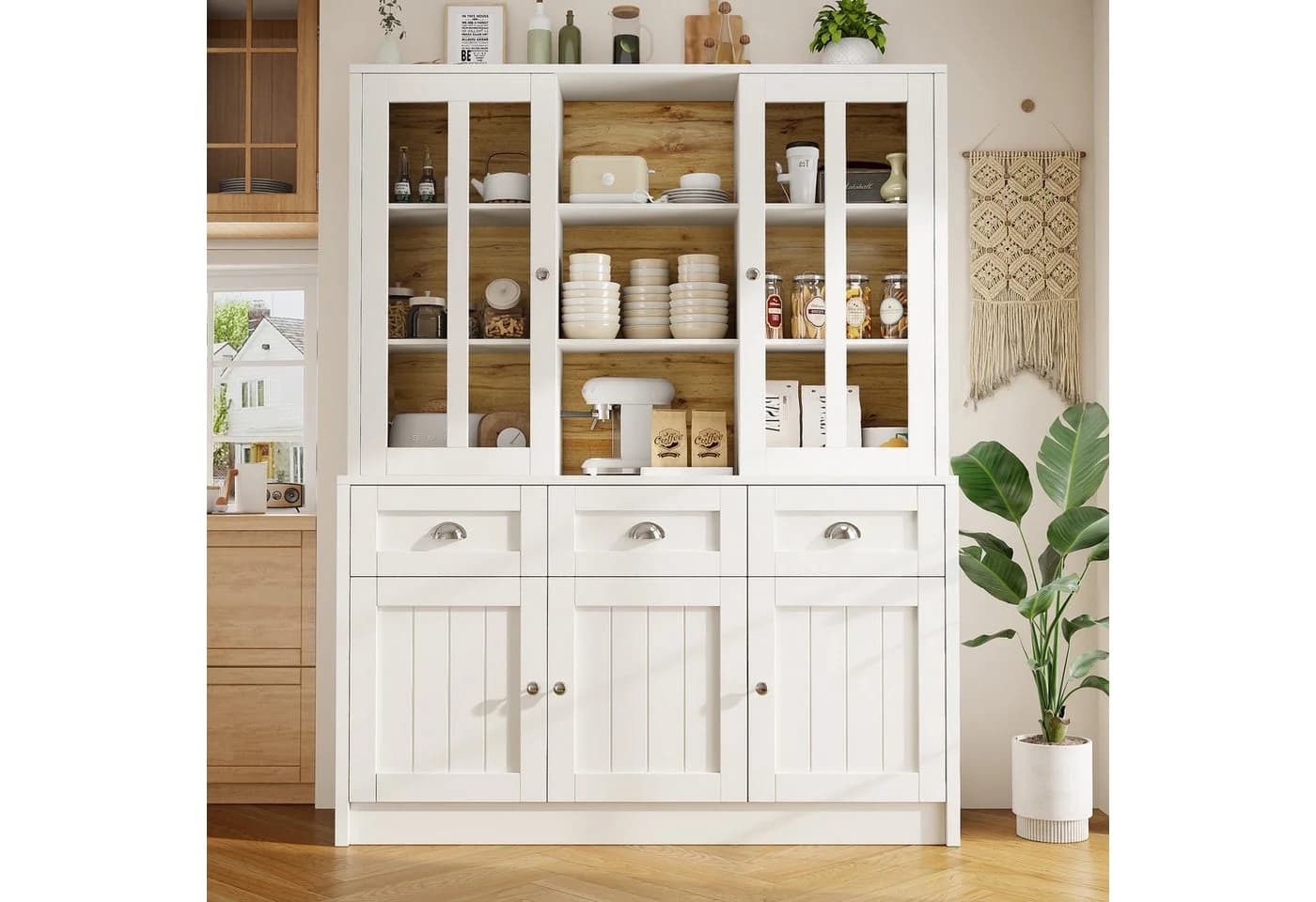 Odikalo Küchenbuffet Schwarz/Weiß Sideboard mit Akrylfront - Bild 3