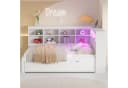 Odikalo Massivholzbett Schlafsofa mit Stauraum, USB & LED Weiß/Grau Bild 1