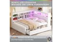 Odikalo Massivholzbett Schlafsofa mit Stauraum, USB & LED Weiß/Grau Bild 3