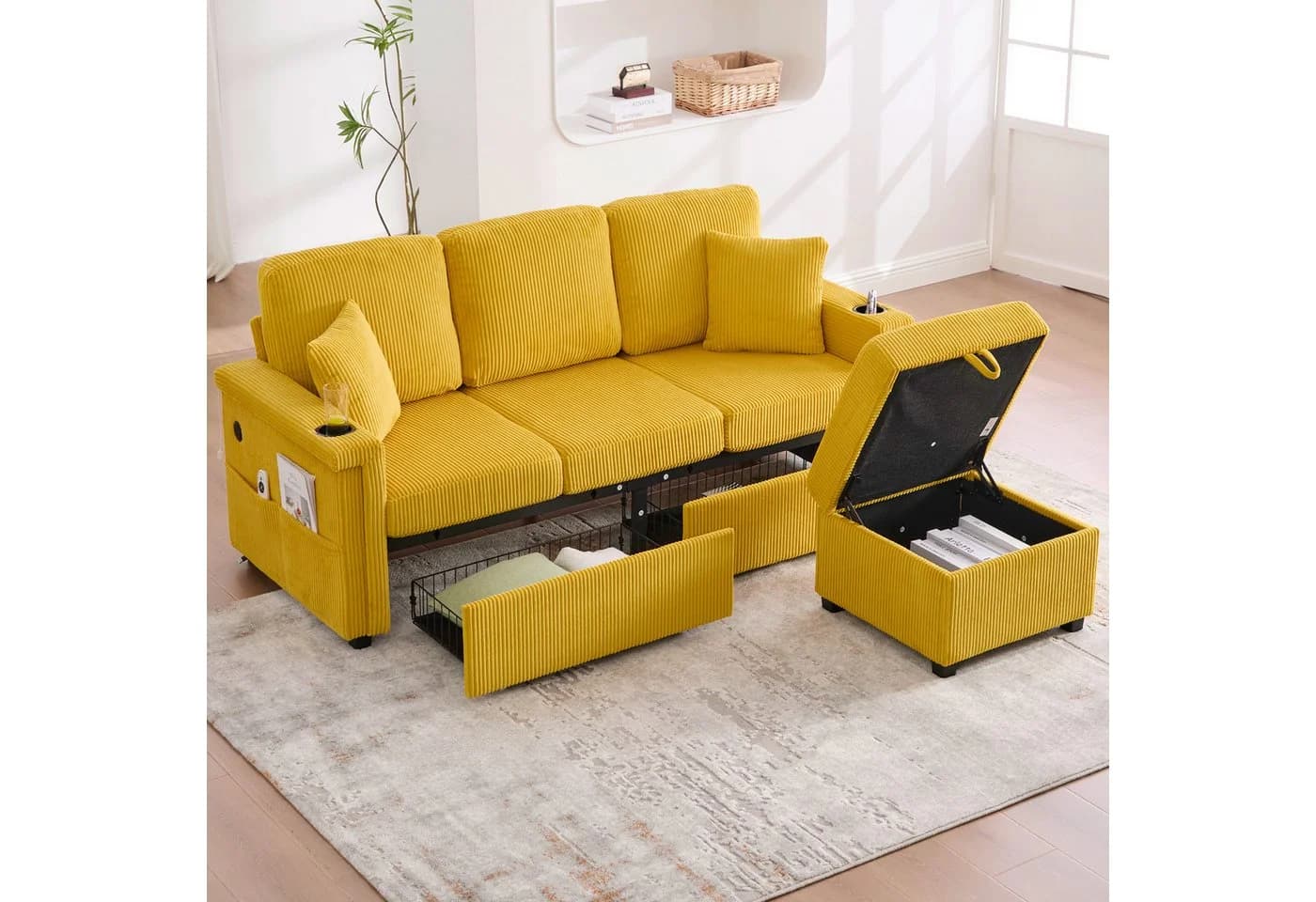 Odikalo Ecksofa mit Schlaffunktion Eckcouch Big Sofa mit Ottomane - Bild 2