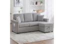 Odikalo Ecksofa mit Schlaffunktion Grau Cord Bild 1