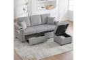 Odikalo Ecksofa mit Schlaffunktion Grau Cord Bild 2
