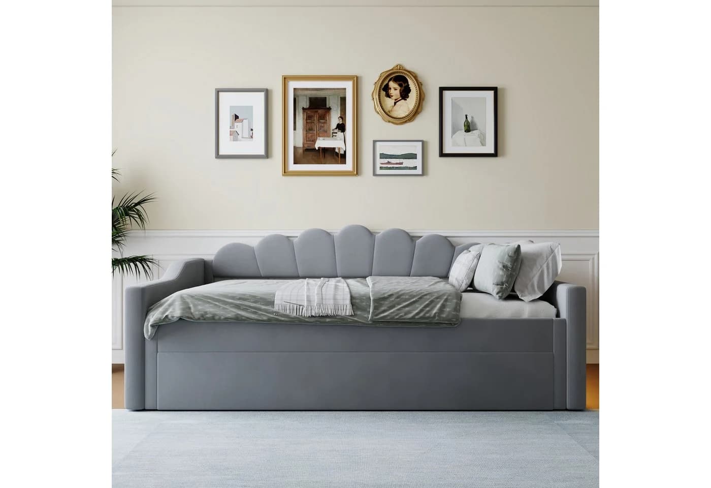Odikalo Schlafsofa Schlafcouch 140x200 Ausziehbett Grau
