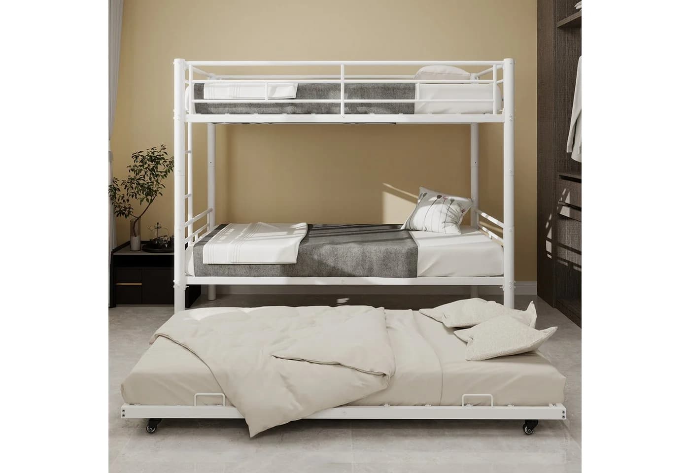 Odikalo Etagenbett Metallbett Schwarz Weiß 2-in-1 Design