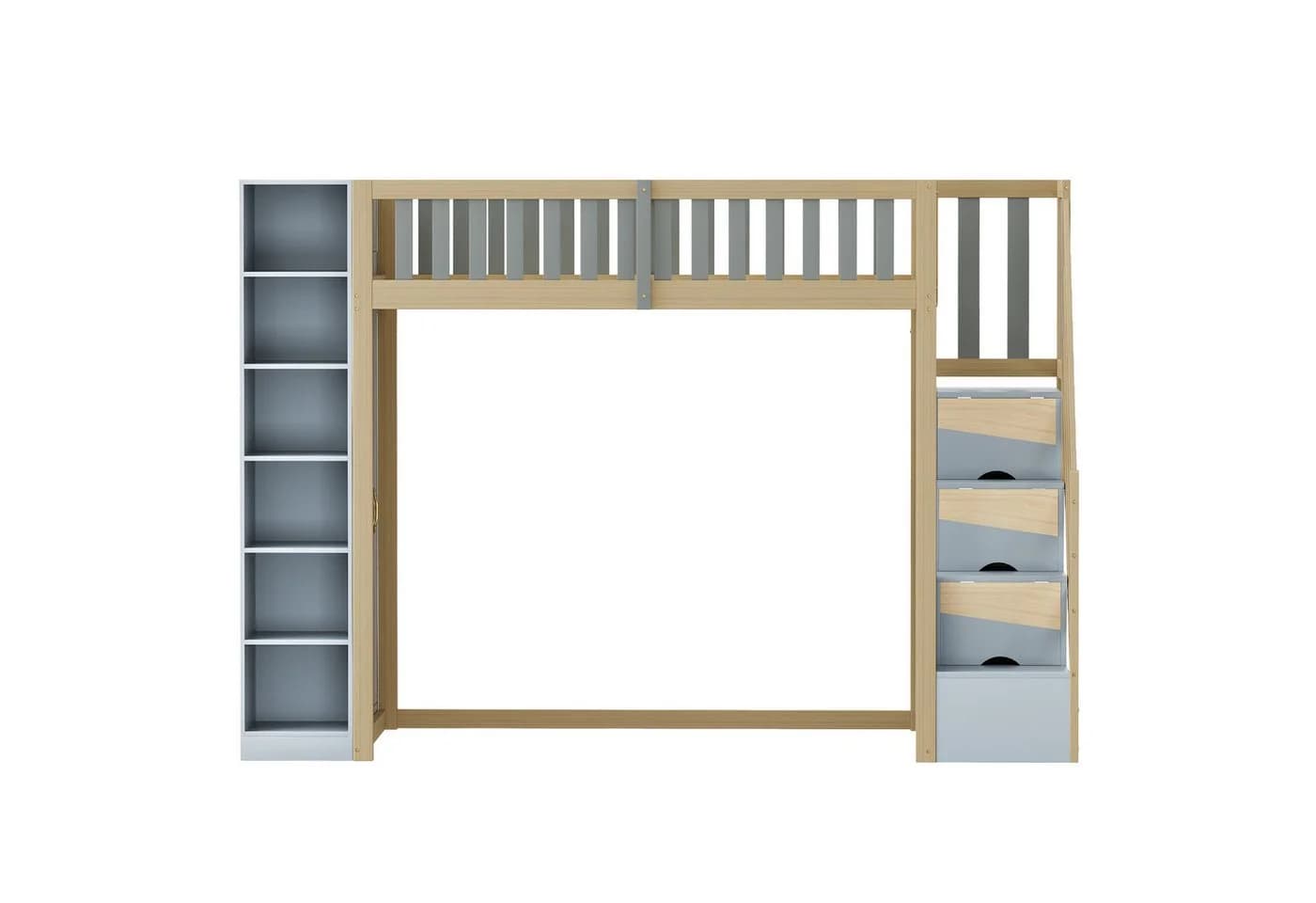 Odikalo Hochbett 90x200cm mit Stauraum Grau - Bild 5