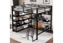 Odikalo Hochbett 140x200 Metallbett mit Schreibtisch Stauraum Bild 1