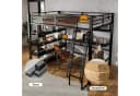 Odikalo Hochbett 140x200 Metallbett mit Schreibtisch Stauraum Bild 4