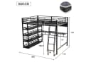 Odikalo Hochbett 140x200 Metallbett mit Schreibtisch Stauraum Bild 5