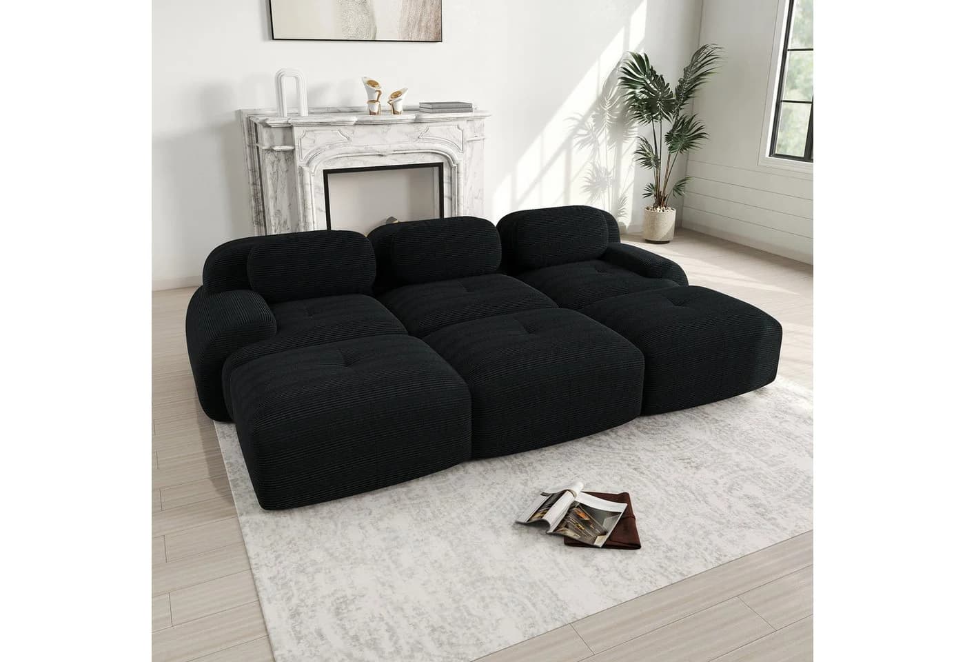 Odikalo 3-Sitzer Polstersofa Schlafsofa Chaiselongue Premium-Cordstoff
