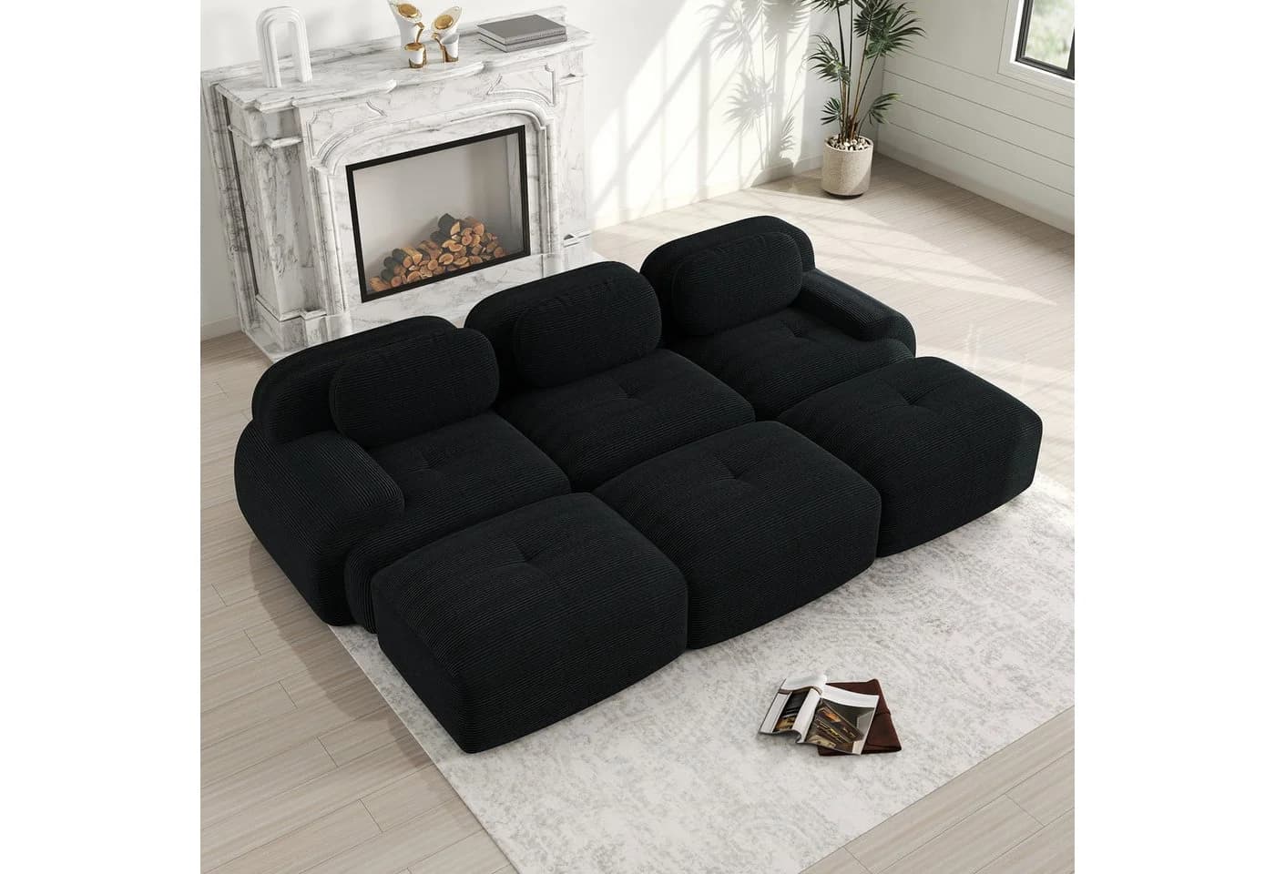 Odikalo 3-Sitzer Polstersofa Schlafsofa Chaiselongue Premium-Cordstoff - Bild 2